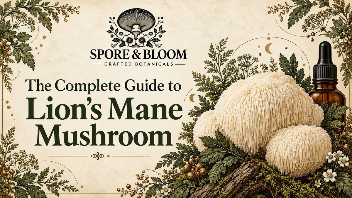 Illustration of Lion’s Mane mushrooms with cascading white spines