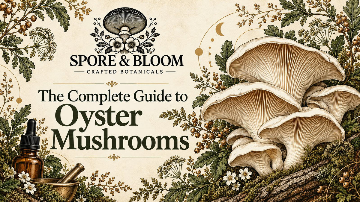 Illustration of Oyster mushrooms growing in fan-shaped clusters
